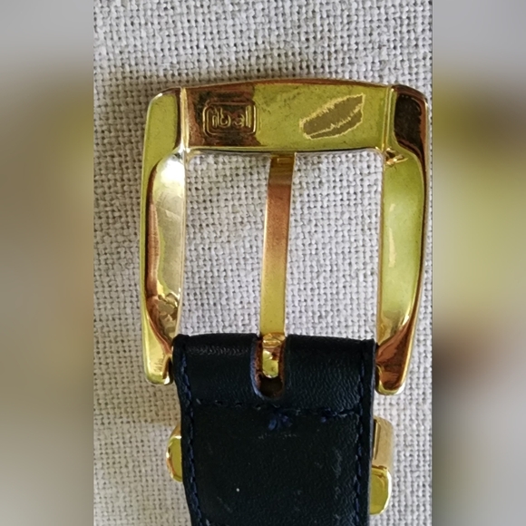 Talbots Leather Belt Women's Size M Black Made in Italy Ibel Buckle #6009 - Picture 8 of 10